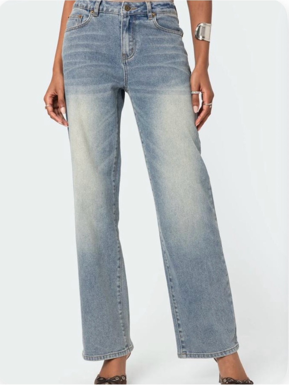 Edikted Anika High Rise Straight Leg Jeans